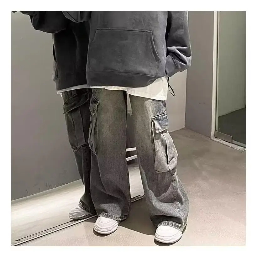 Amerikaanse retro werkkleding jeans heren lente herfst losse rechte pijpen wijde pijpen broek ontwerp high street lange broek