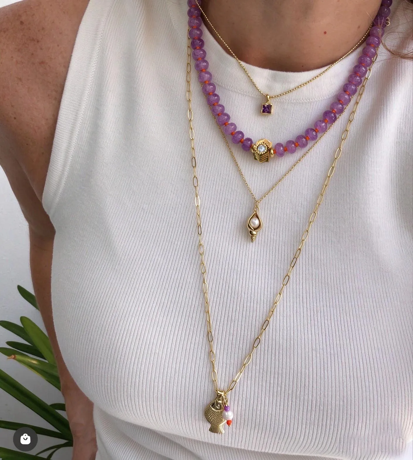 Bohemian style Clavicle Chain Necklace natural Beads 【Optimize】Stainless steel Zircon embellishment fashion Jewelry for Women