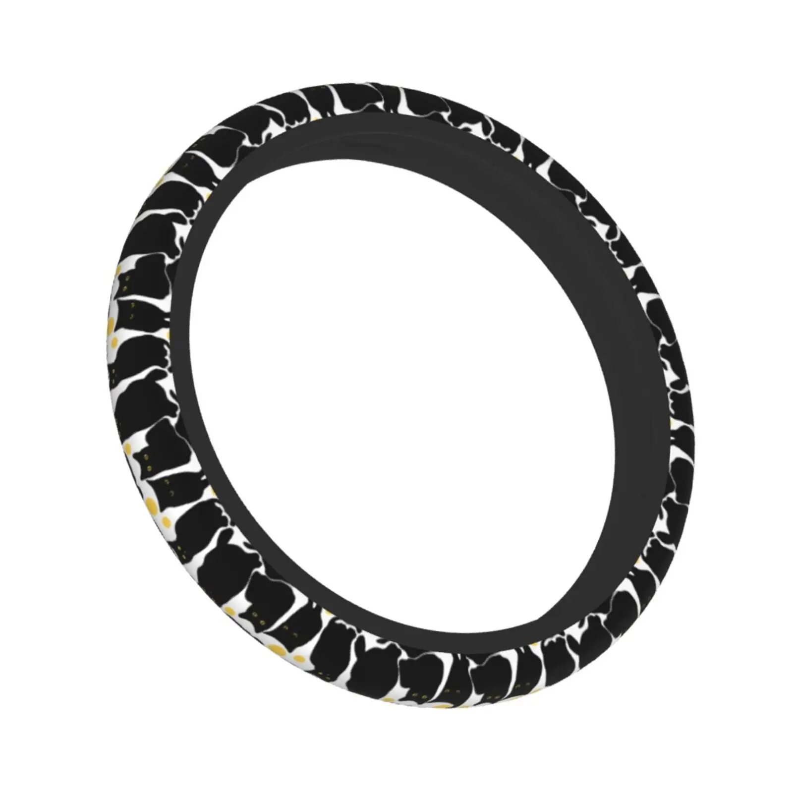 Interesting Black Cat Pattern Universal Steering Wheel Cover for SUV Soft Car Steering Wheel Protector 15 Inch Auto Accessories