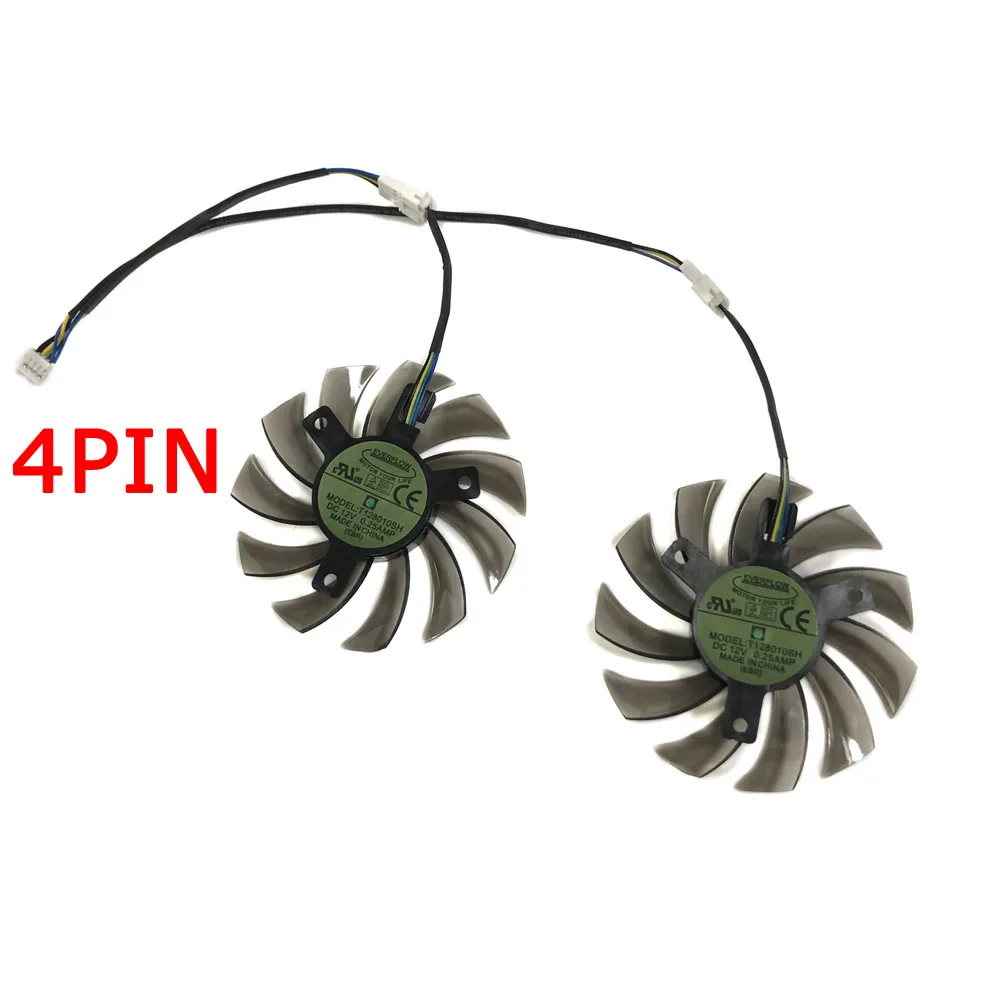 2Pcs/set Graphics Video Card Fan,T128010BH,FD7010H12S,VGA GPU Cooler,For ASUS R7 260X,For ASUS HD7770