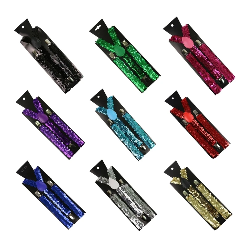 

3 подтяжки с блестками на клипсе для рубашек, мужчин и женщин, поддержка подтяжек для джинсов