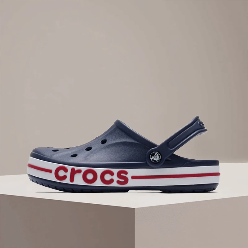 Crocs Bayaband Clog Blue White Red Retro Perforated Slip-On Classic Unisex Comfort Lightweight Beach Sandal Casual 205089-4CC