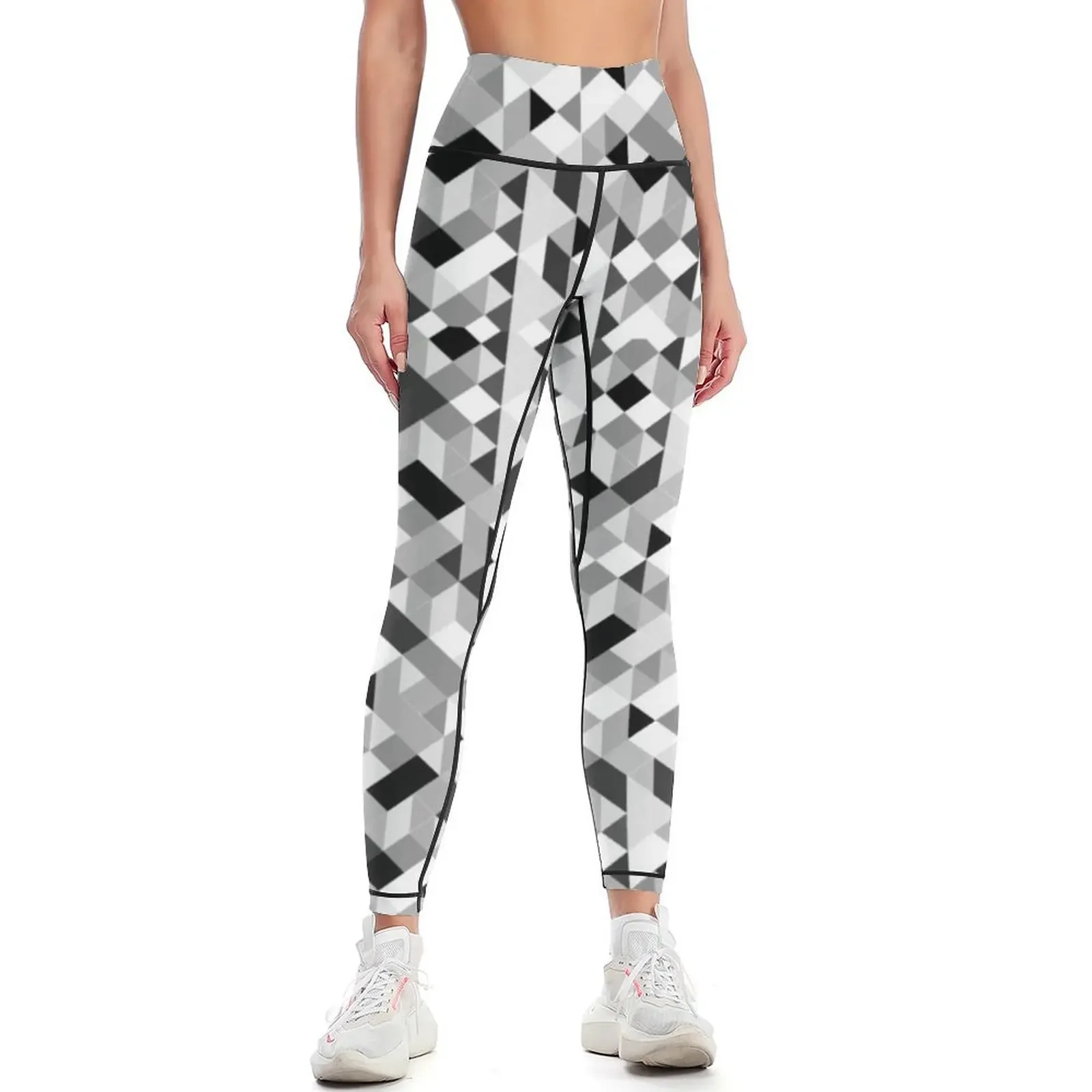 

Grayscale Geometry Leggings Women's fitness Fitness's gym clothes Womens Leggings