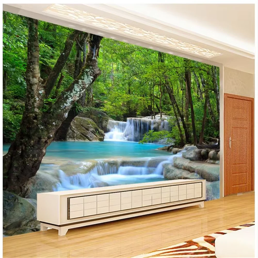 custom 3d Wallpaper Forest Trees Creek Photography Background Modern Art Mural for Living Room Large Painting Home Decor