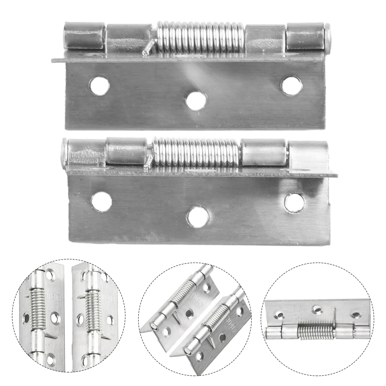 2x Spring Hinge For Cabinet Doors, Self Closing Design, Made Of Stainless Steel, Reliable And Practical For Various Applications