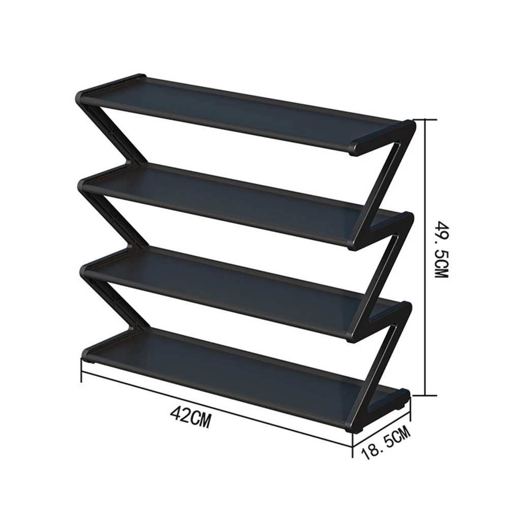 Rack de armazenamento multifuncional, Z-Shaped, Upgrade, 4-Tier, Empilhável, Empilhável, Sapato pequeno