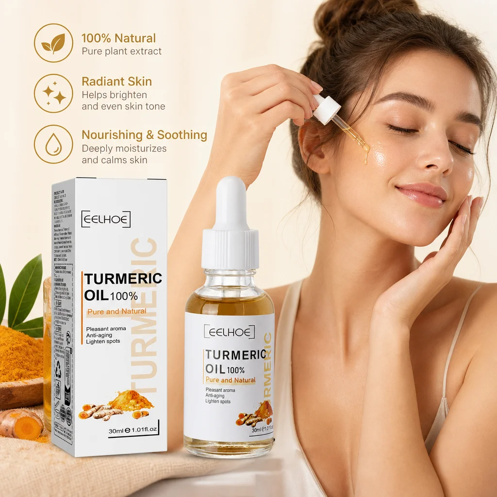 Turmeric Curcumin Oil Facial Serum Minimize Pores Fade Dark Spots Brightening Hydrating Nourish Skin Repair Pigmentation Essence