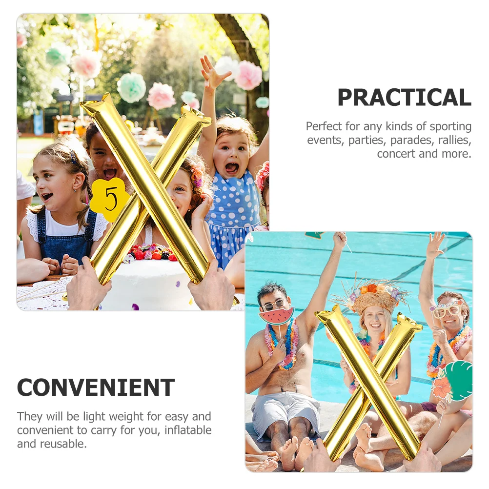

20Pcs Inflatable Noise Makers Aluminum Foil Cheer Sticks Party Supplies Sports Event Party Favors Inflatable Noisemaker