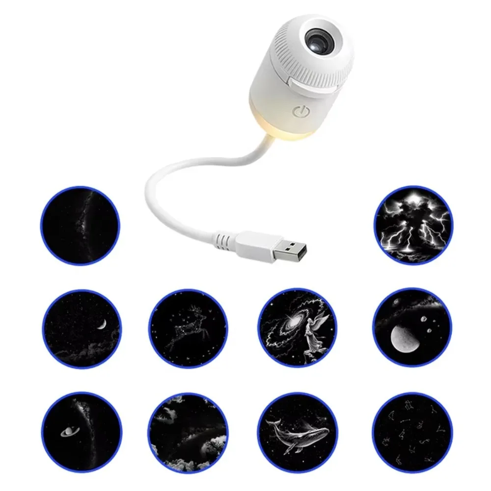 Proyector de Estrellas de Galaxia con Brillo Ajustable, Alimentado por USB, 360° °   Proyector de Cielo Estrellado Giratorio Portátil con Control Táctil