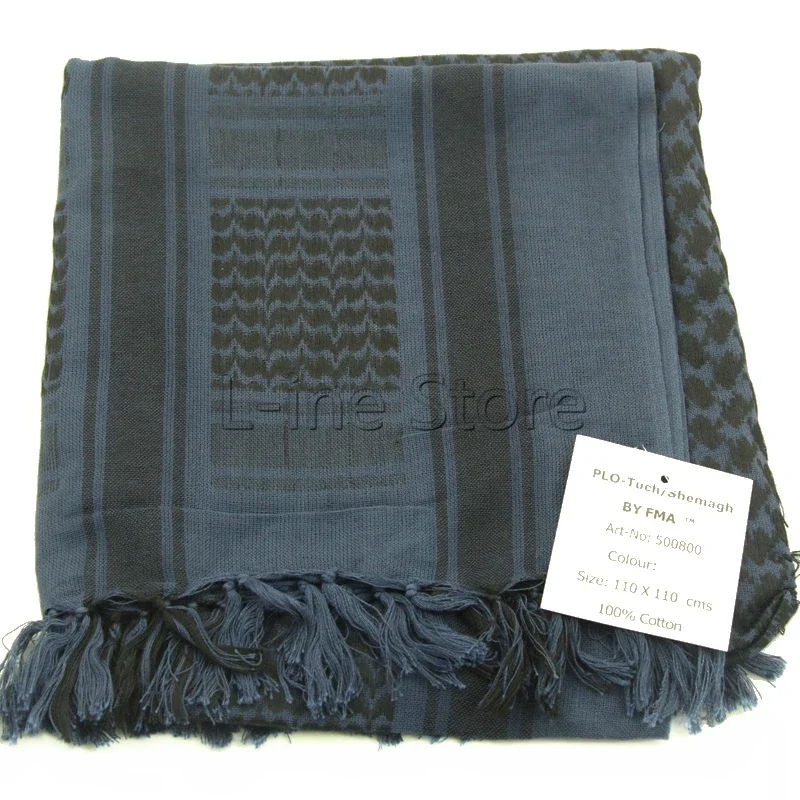 Imagem -02 - Masculino Feminino Militar Tático Keffiyeh Shemagh Lenço Árabe Xale Pescoço Capa Cabeça Envoltório Azul 100 Algodão Inverno Cachecóis