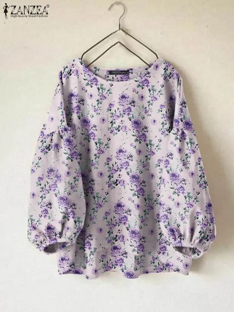 Bohemian Floral Printed Blouse ZANZEA Women O Neck Long Sleeve Casual Shirt Summer Female Tunic Tops Fashion Holiday Blusas 2024