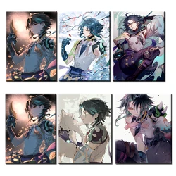 Genshin Impact Diamond Mosaic Game Male Characters Elf Xiao Anime Poster 5d Diy Diamond Painting Cross Stitch Home Decor Gift