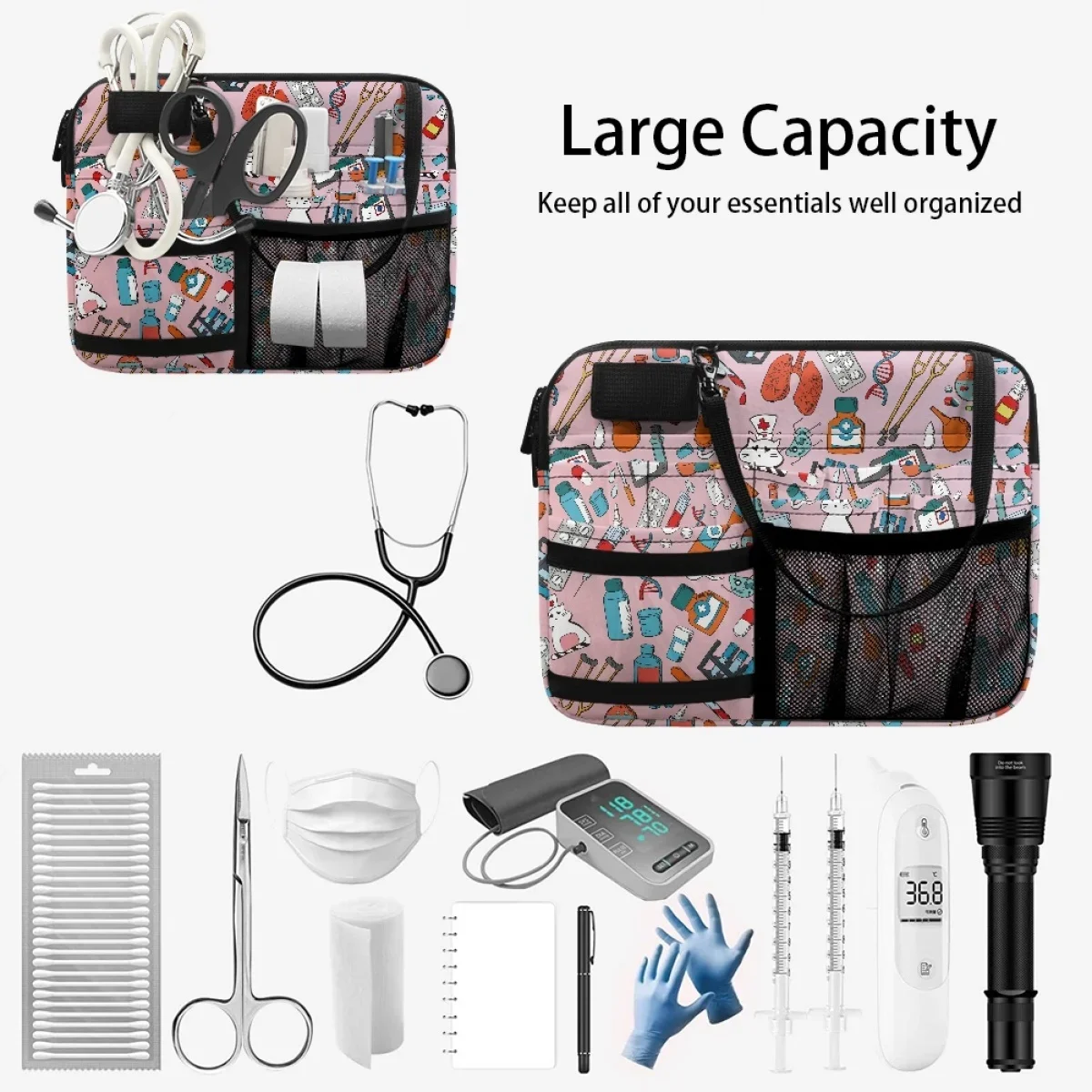 Multi-Pocket Storage Nurse Waist Bag Hospital Medical Icon Luxury Designer Utility Belt Bag Adjustable Shoulder Strap Pouchs New