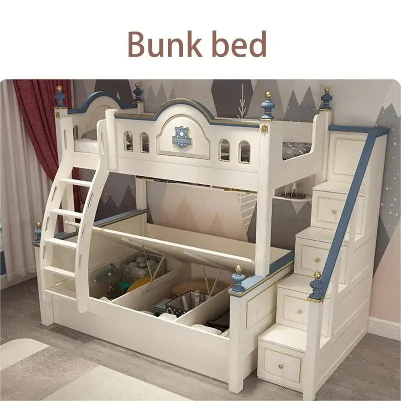 Light Luxury Lovely White Kid's Bed Boy And Gril Bunk Bed Child Bed For Small Apartment Bedroom Furniture Set Decoration