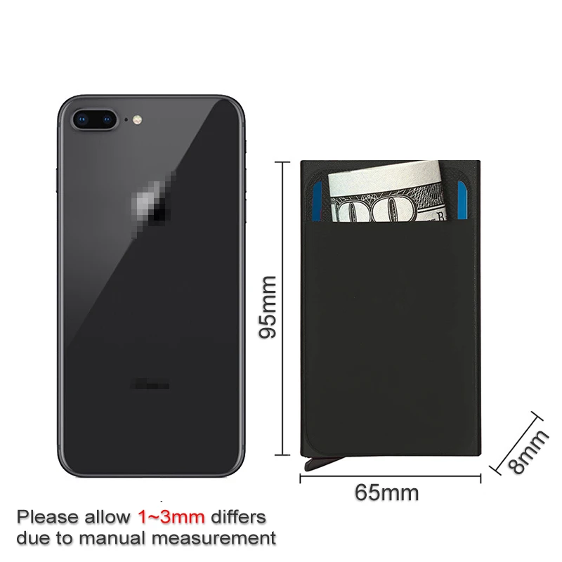 Slim Aluminium Wallet ID Credit Card Holder With Elasticity Back Pouch Mini RFID Wallet Automatic Pop up Bank Card Case