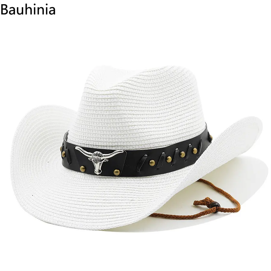 Bauhinia New Straw Western Cowboy Hats For Men Women Summer Outdoor Beach Sun Hat sombrero hombre