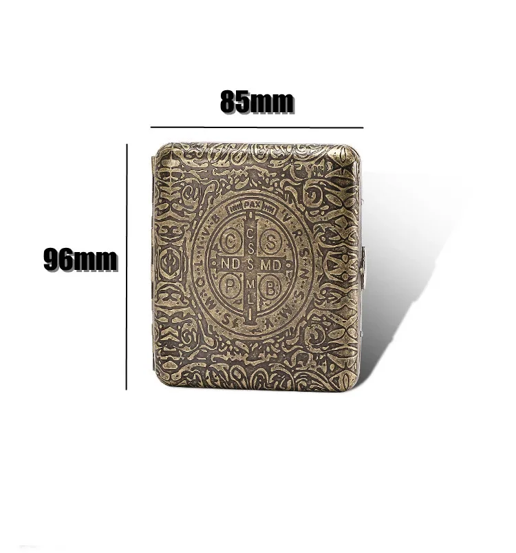 Pocket Cigarette Case 20 Capacity Vintage Copper Smoking Box Tobacco Holder Gifts Gadgets for Men Smoking Accessories