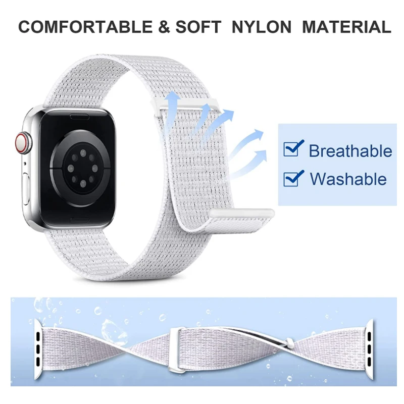 Nylon Band for Apple Watch Strap 49mm 45mm 41mm 44mm 40mm 42mm 46mm Adjustable Elastic Bracelet iWatch Ultra Serie 10 9 5 SE 678