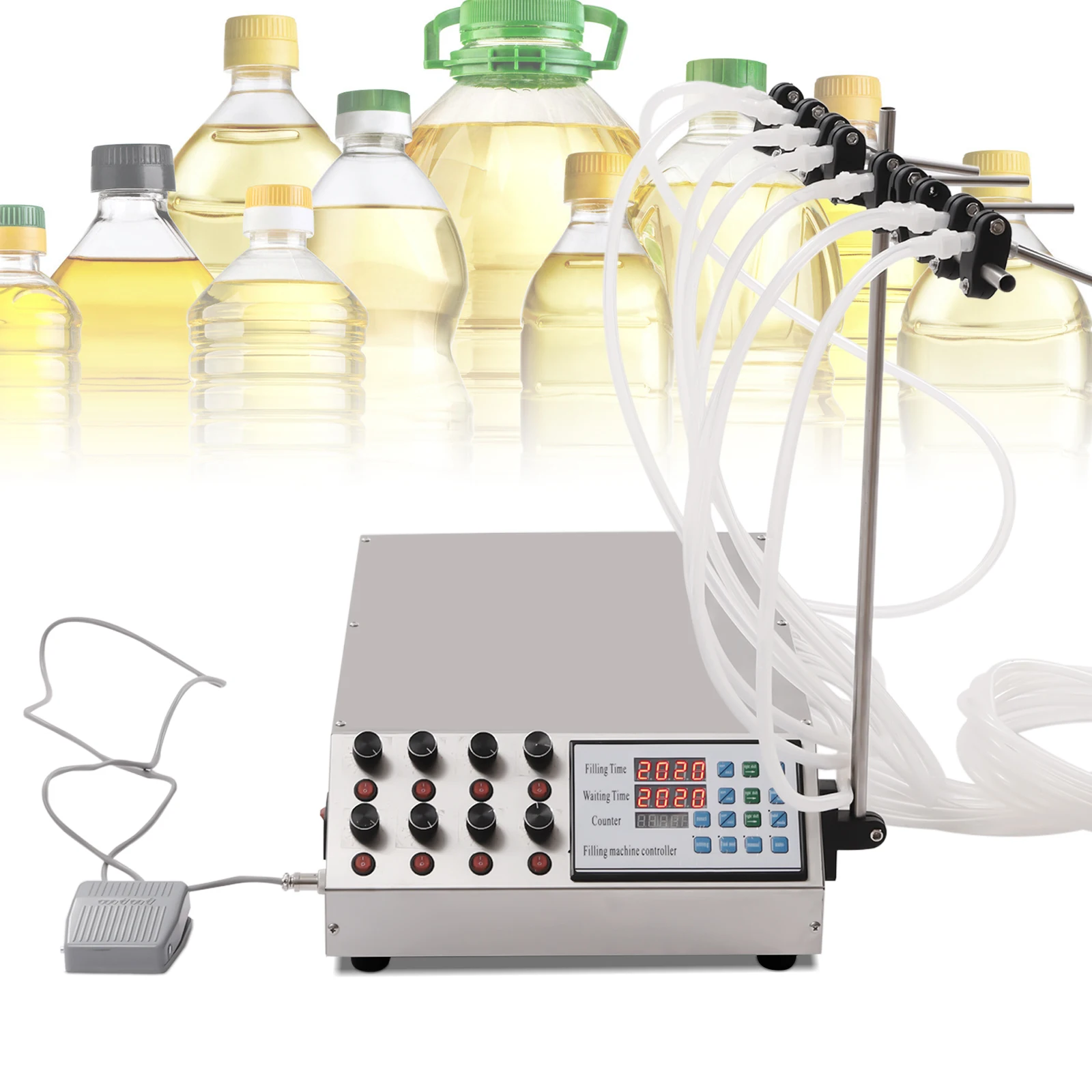 Liquid Filling Machine 8 Heads Electric Semi Automatic Milk Juice High Efficiency Coffee Water Drinking Beverage Bottle