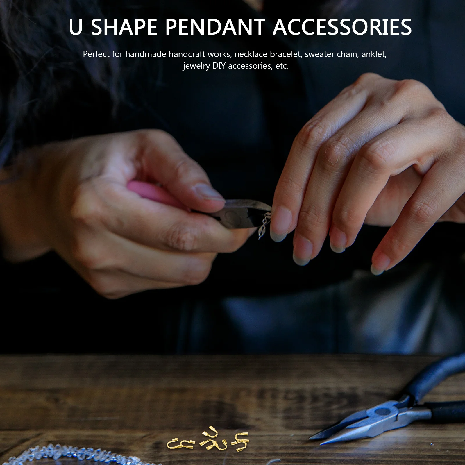 200 قطعة من واقيات المجوهرات على شكل حرف U من الأسلاك النحاسية لسلسلة سترة وقلادة وسوار وإكسسوارات يدوية الصنع