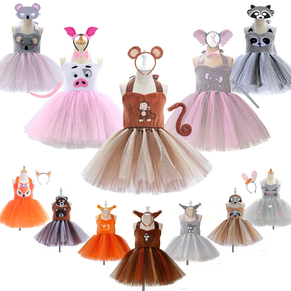 Filles scène Performance Animal Cosplay Tutu 2-12 ans enfants singe éléphant robe enfants ours renard paresseux Koala lapin cochon ensembles
