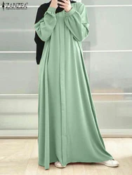 ZANZEA Women Full Sleeve Maxi Dresses Dubai Abaya Muslim Long Dress Autumn Fashion Sundres IsIamic Clothing Hijab Vestidos Robe