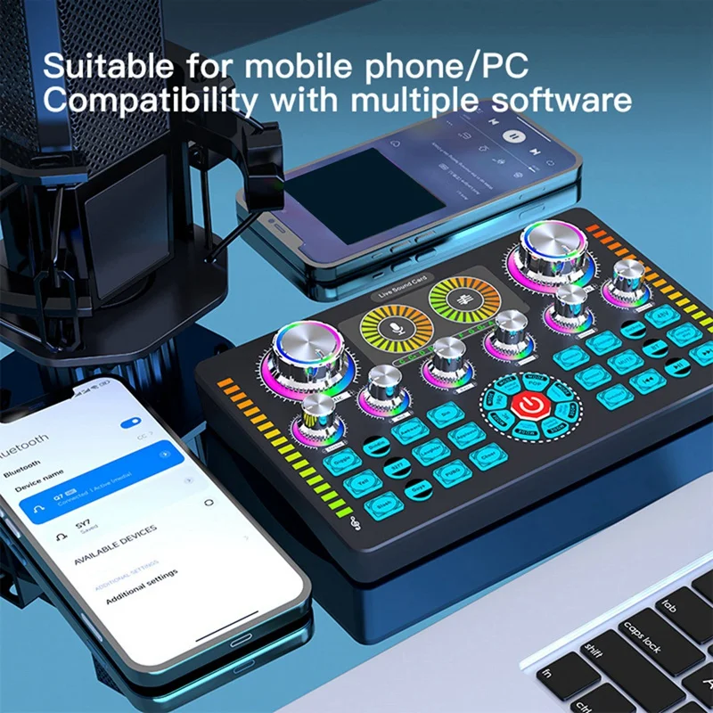 Звуковая карта в реальном времени, звуковая карта для студийной записи, Bluetooth микрофон, миксер, звуковая карта для прямой трансляции, звуковая карта караоке микшер Home