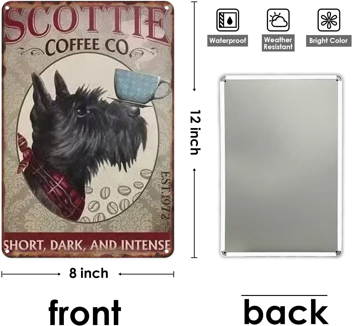 Scottie Dog Metal Tin Sign Funny Cafe Kitchen Bathroom Wall Decor 8x12 Inch