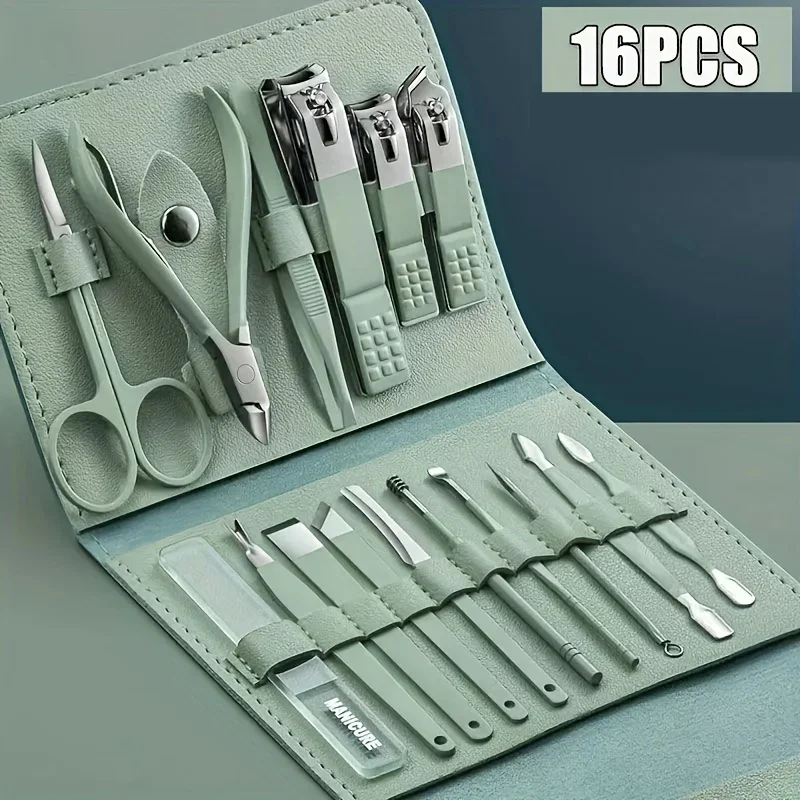 

16pcs Professional Nail Clippers and Cuticle Nippers Set with Travel Case Manicure Set Pedicure Sets Nail Clippers Nail Tools