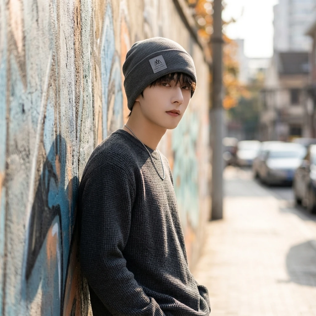 Classic Beanie Hat Solid Color Slouchy Knit Cap for Winter Outdoor Sports Warm Fleece Lined Skull Cap Daily Commuting Gear