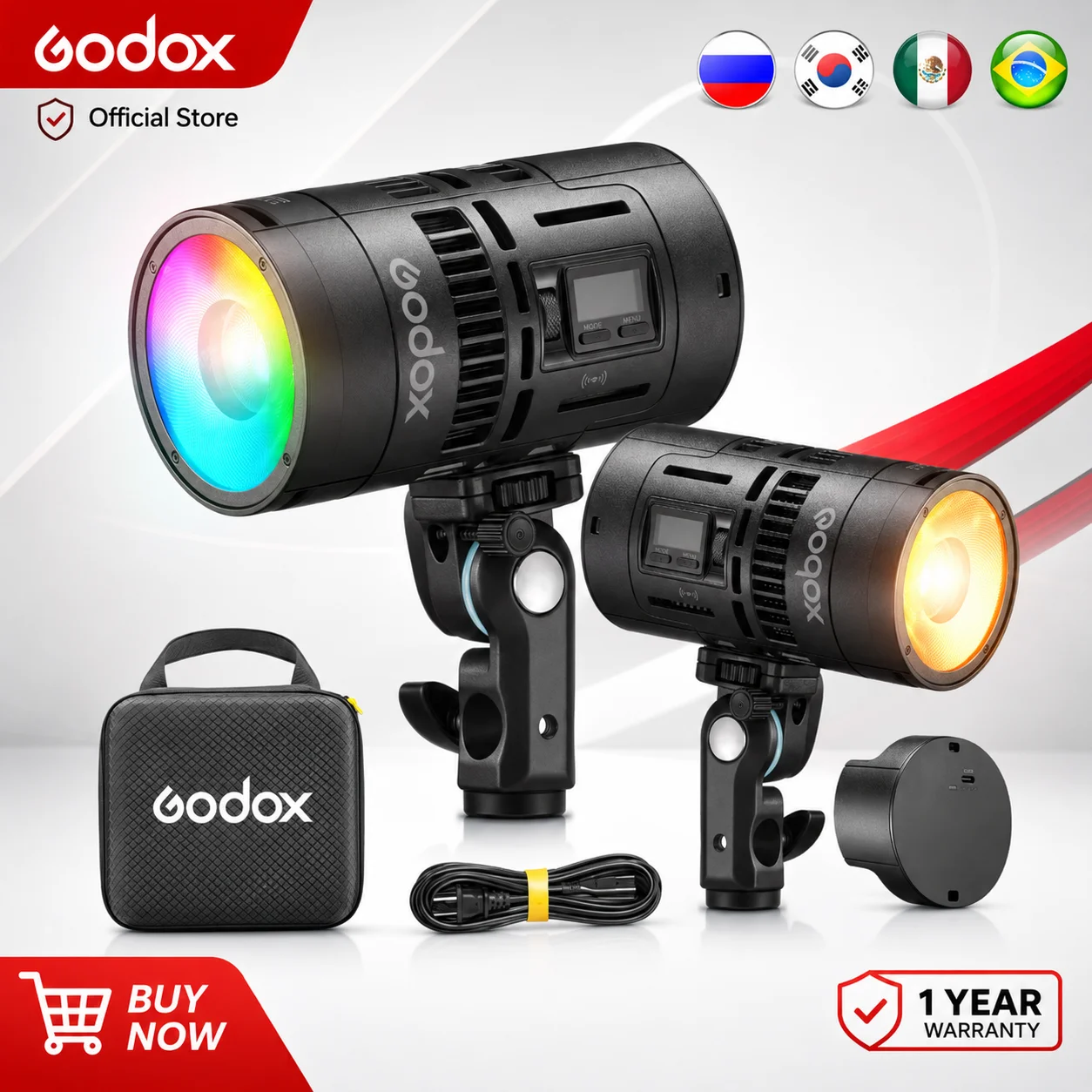 Godox RS60R RS60Bi RGB LED Video Light 60W Bi-Color 1800K-10000K CRI95 14 FX Portable Studio Lamp For Film Broadcast Shooting