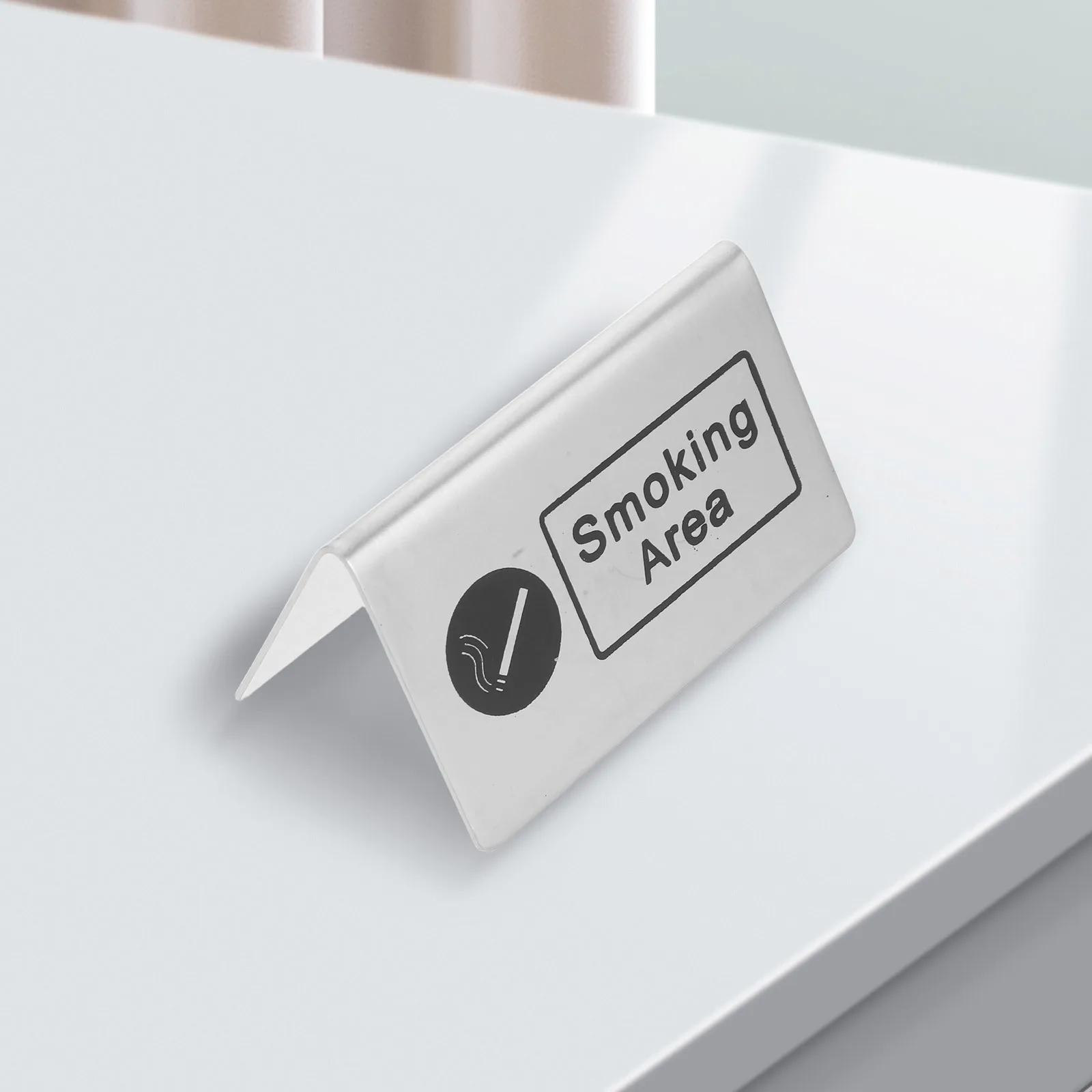 Smoking Area Sign Board Stainless Steel Double-Sided Tabletop Indicator For Indoor Restaurant Cafe Bar Durable Public Use
