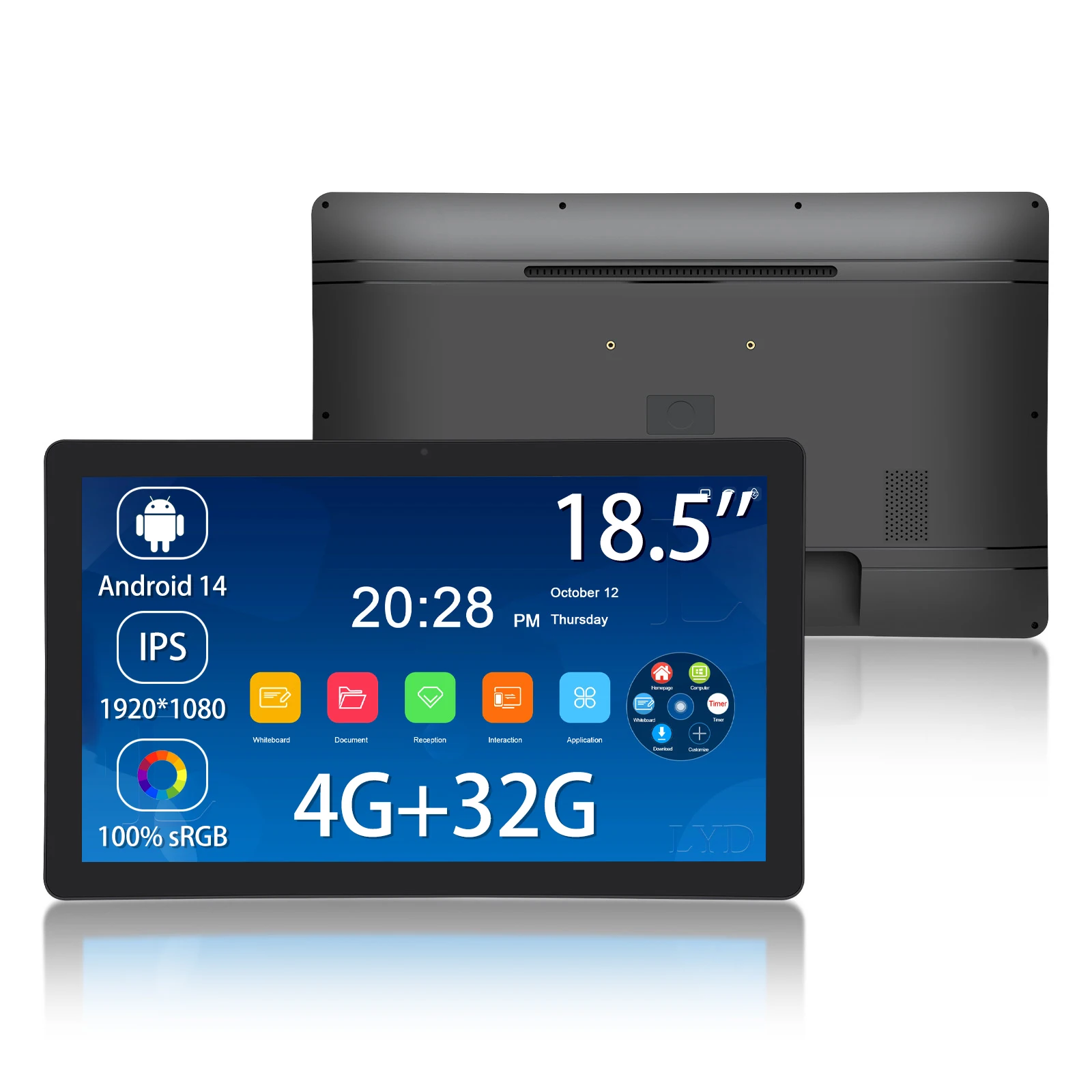 Wall-mounted 18.5 Inch Android 14 KDS Tablet 8G 128G IPS Touch Screen Digital Signage 5MP Camera POE Surveillance Monitor Kiosk