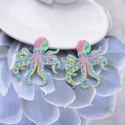 6pcs AB8442 New Design Colorful Octopus Charms Painted Stainless steel Pendant Jewelry Earring Accessories