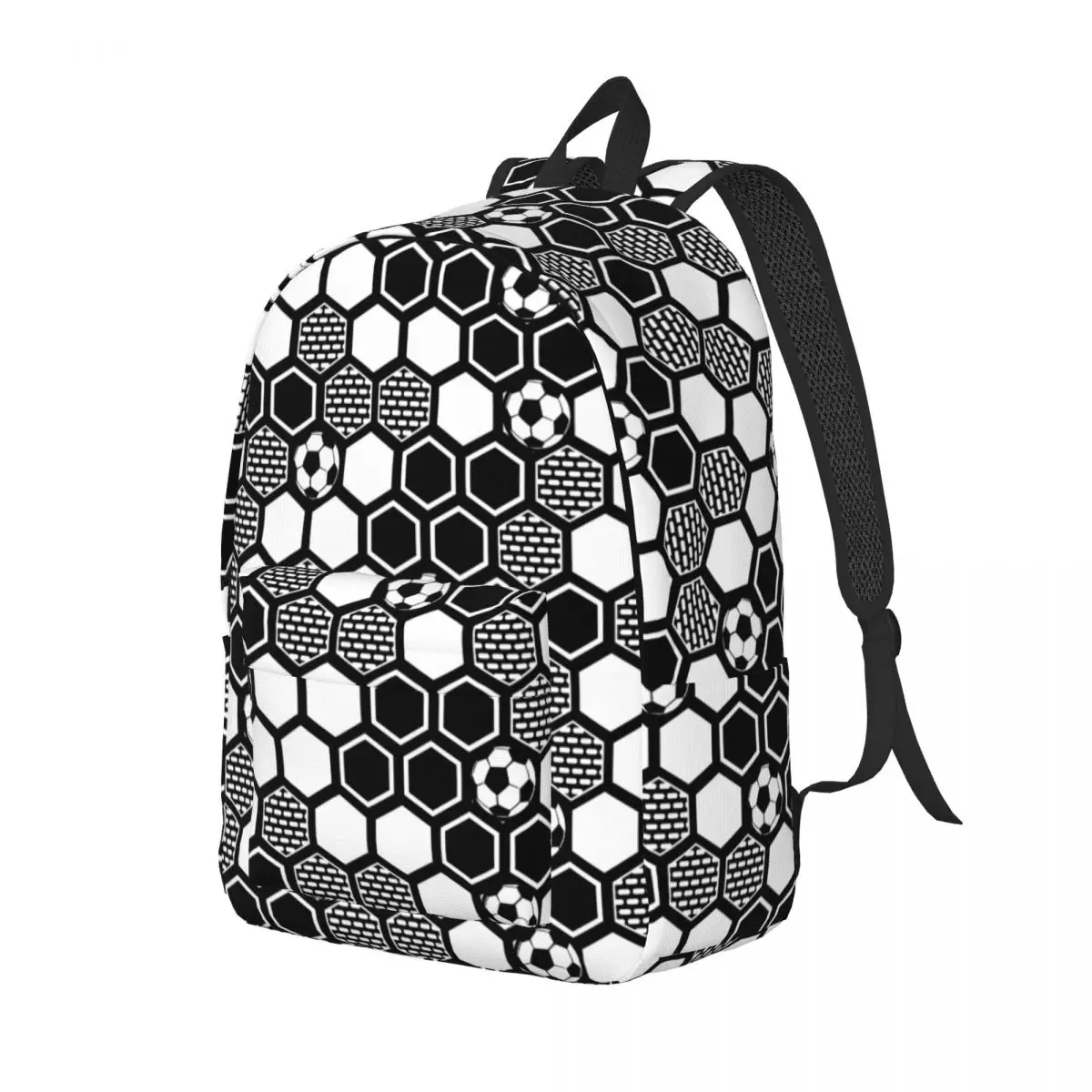 Mochila leve para homens e mulheres, bolsa de ombro universitária, futebol, padrão de bola, futebol, ensino médio, caminhadas, viagem, mochila