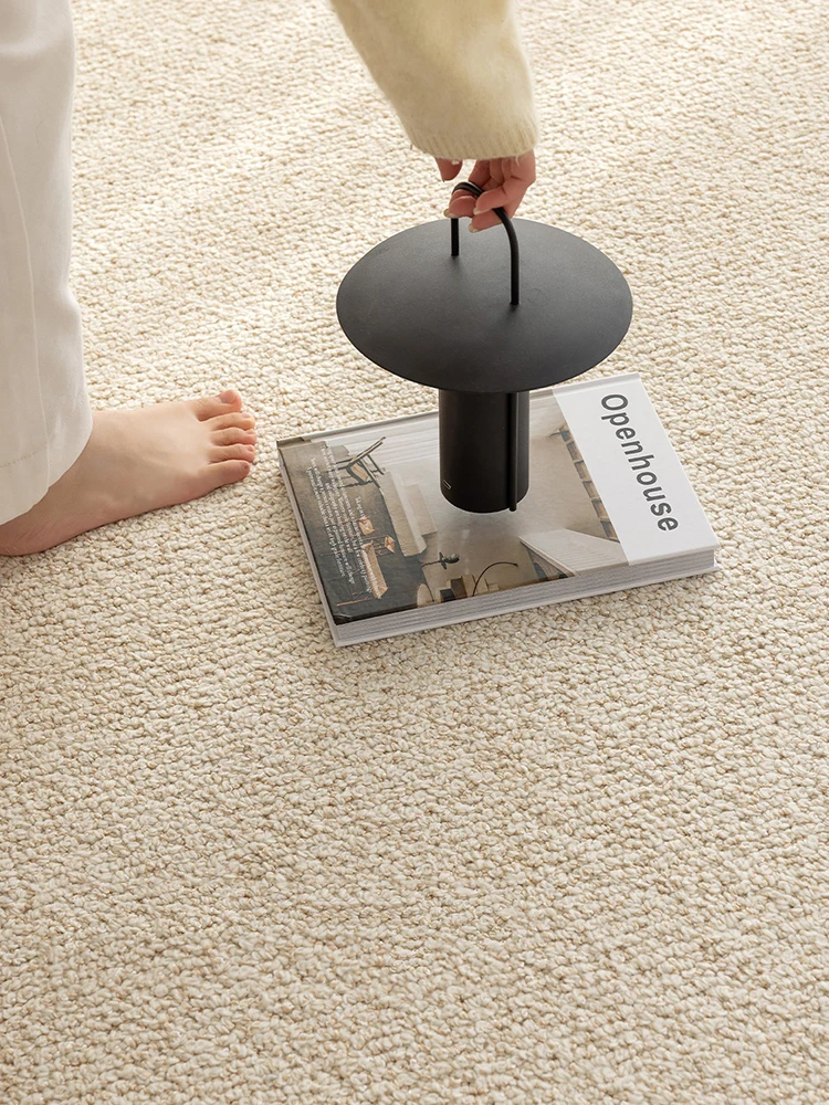 Beige Color Wool Carpet Handmade Soid Color Cream Style Thick Area Rug Living Room Bedroom Soft Foot Pad Large Simple Modern Rug