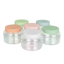 250ml Cream Containers Refillable Screw Lid Empty Hair Mask Pots PET Plastic Cosmetic Jars Clear Transparent Wide Mouth Bottle