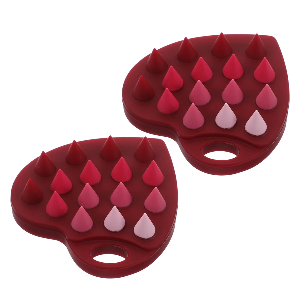 

2pcs Heart Shaped Silicone Scalp Brush Double-Sided Shampoo Massager For Dandruff Removal Soft Bristles Relaxing Head Massage