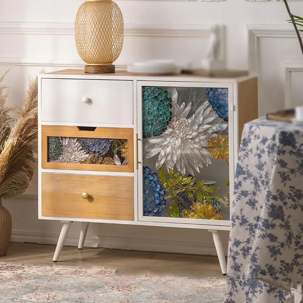 One Piece Could Sale Hand-Painted Enamel Sideboard Pantry Storage Cabinet Luxury Drawer For Dining Living Room