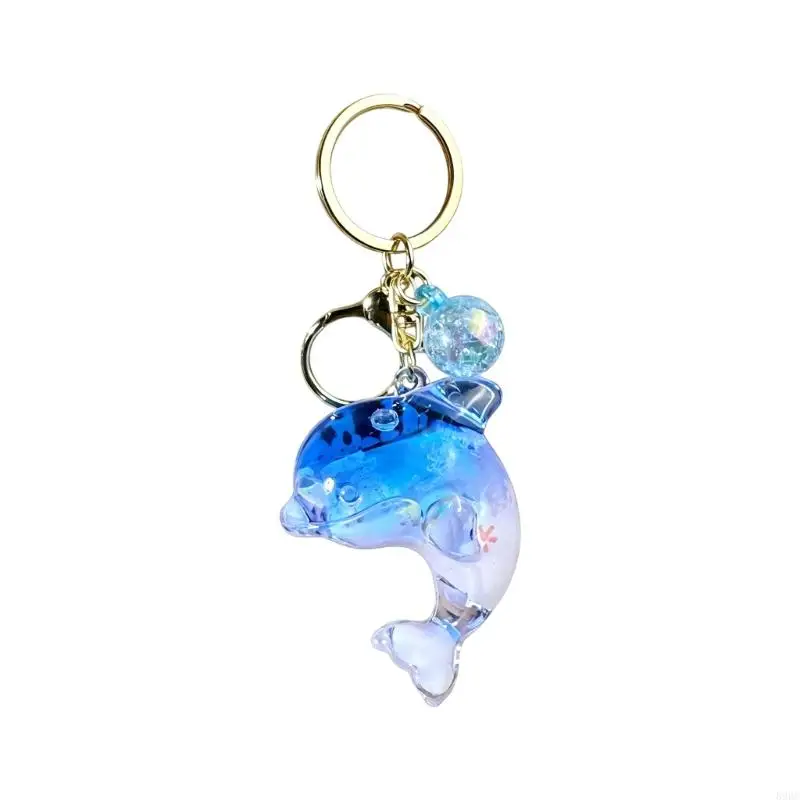 Clear Glitter Ocean Animal Keychain Charm Decorative Holder with Metal Hardware for Bag Backpack Pendant Storage 896C