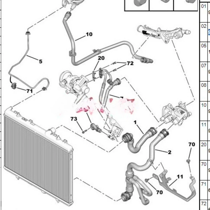 Suitable for Peugeot 208 308S 408 C4L 2008 C3XR 1.2T tee, turbine, electronic water pump