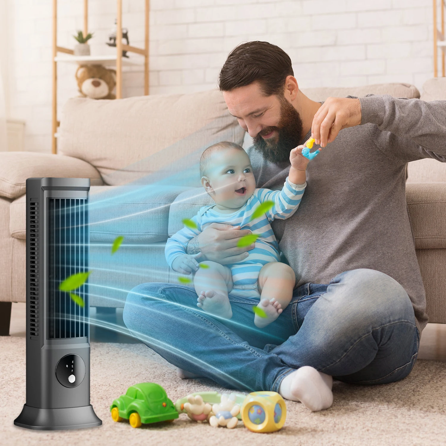 مروحة تبريد محمولة ، تكييف هواء هادئ ، مكيف هواء صغير ، 3 سرعات ، اتجاه رياح قابل للتعديل بزاوية °