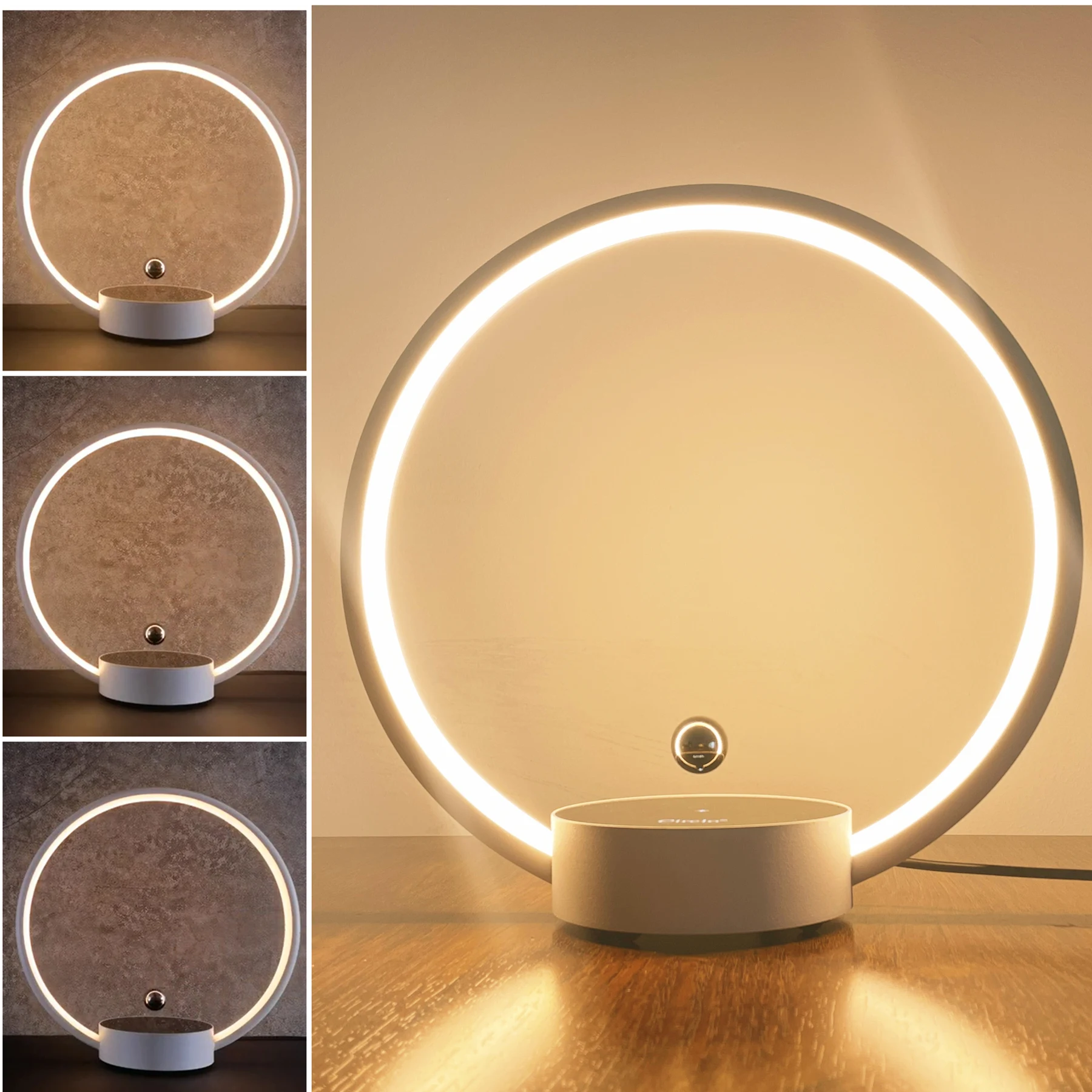 HCNT Magnetic Levitating Lamp Floating Levitation Circle Light Color Changing Bedroom Decor Home Decoration LED Moon Table Lamps