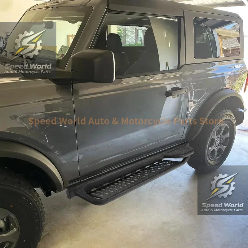 Boards Compatible With 20212025 2 Door Bronco For Enhanced Vehicle Access And Safety Black Textured Side Step