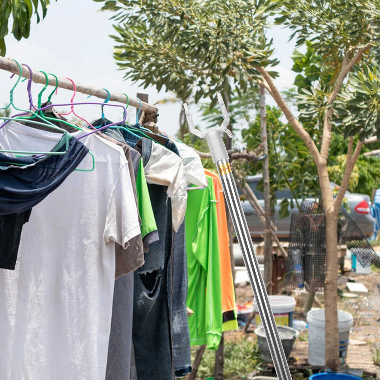 

2pcs Aluminum Alloy Rod Head Replacement Rust-Resistant Metal Rail Connector Sturdy Outdoor Drying Home Supplies Balcony Fork