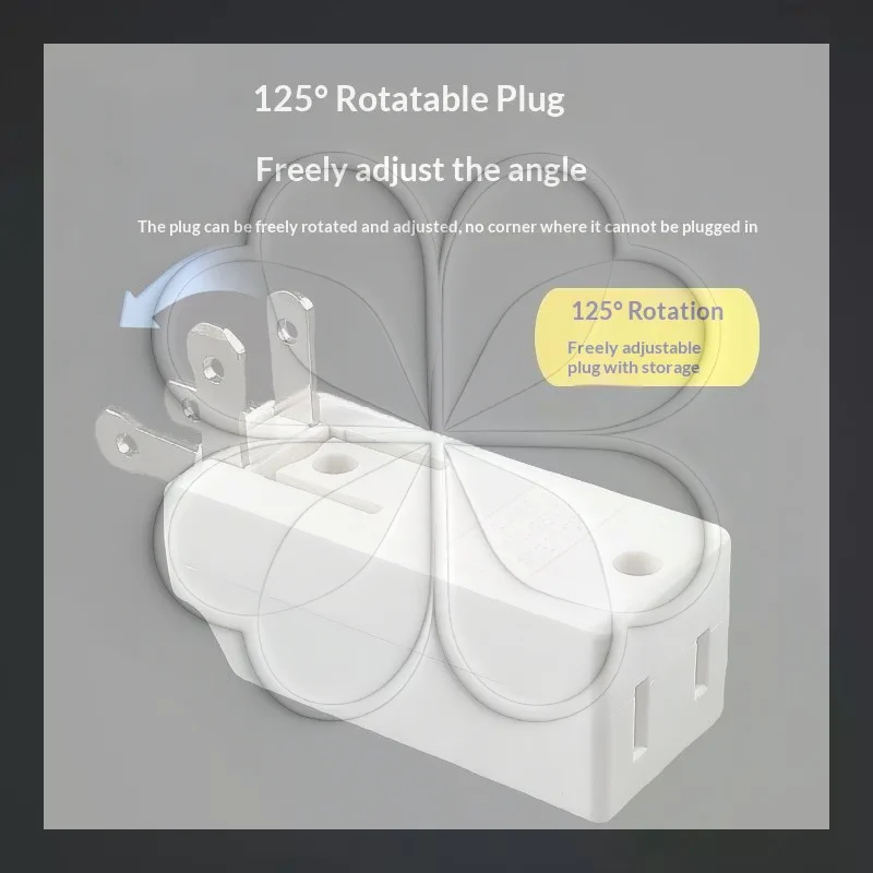 Multi Outlet US Wall Plug Adapter 3 Ports 125° Rotatable Extender 1-4PCS for Home Hotel Travel Office Use