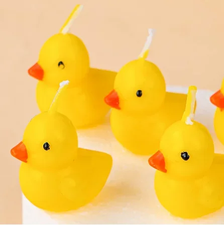 3pcs/set Yellow Duck Candles Birthday Candles Creative Cute Birthday Decoration Candles Children\'s Day Decorations