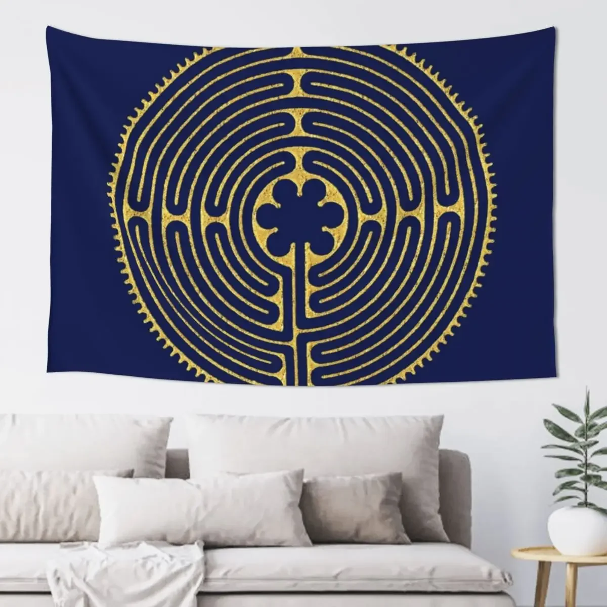 

Sacred Geometry Symbol - Chartres Labyrinth 2 Tapestry Room Decorations Aesthetics Wallpaper Room Decor Korean Style Tapestry