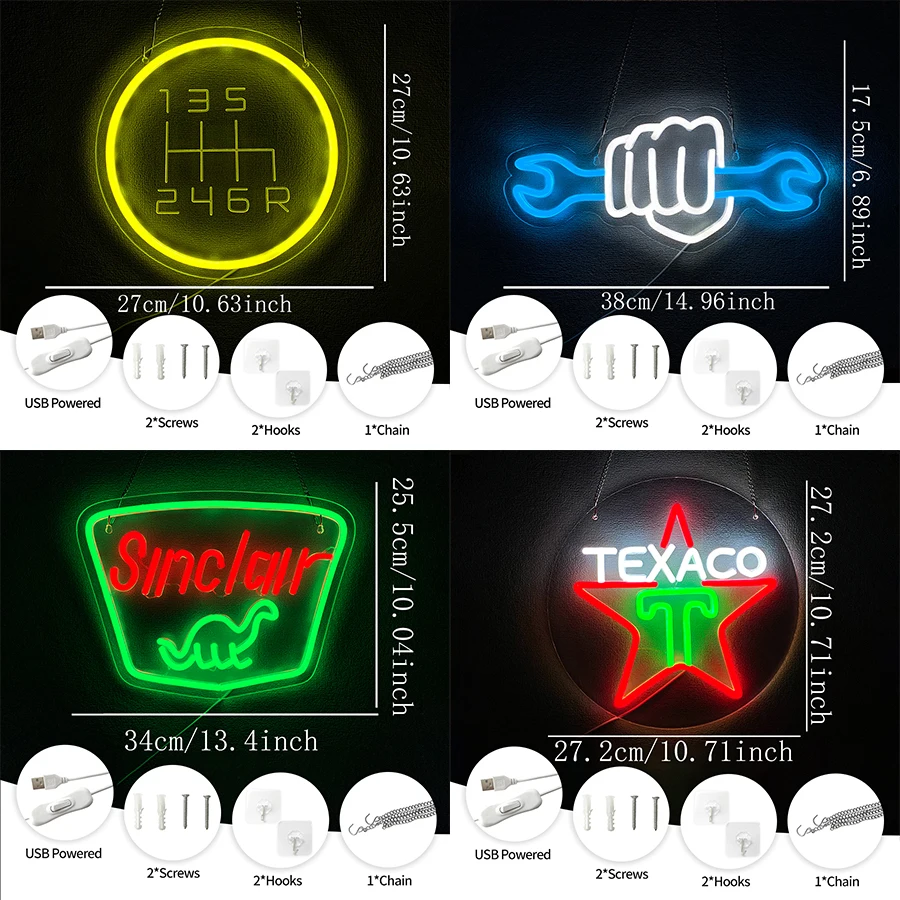 Garage Led Neon Sign, 3D Carved Gear Icon, Usb Powered, Used For Decor Of Bars, Car Service Stations, Parts Stores And Man Caves view 2