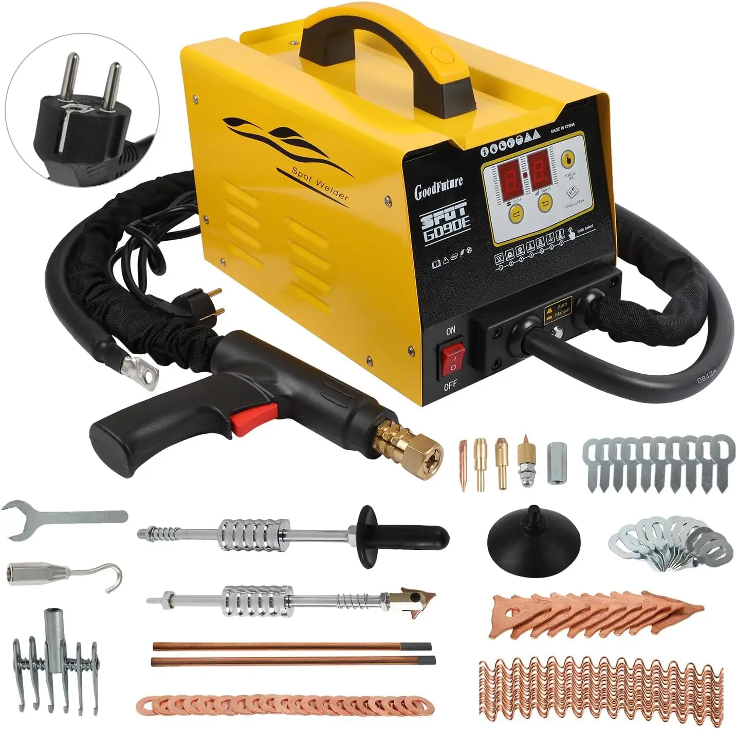 220V Spot Welder Dent Puller Machine, 3KW 3500A Car Body Stud Dent Repair Kit with 7 Welding Modes, small Joints & 82pcs